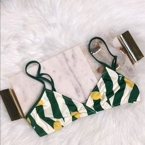 SOLID AND STRIPED LEMON STRIPE BIKINI TOP M
